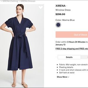 Xirena Winslow navy blue dress XS